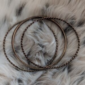 Bronze Twisted Bangle Bracelets (3 Pieces)